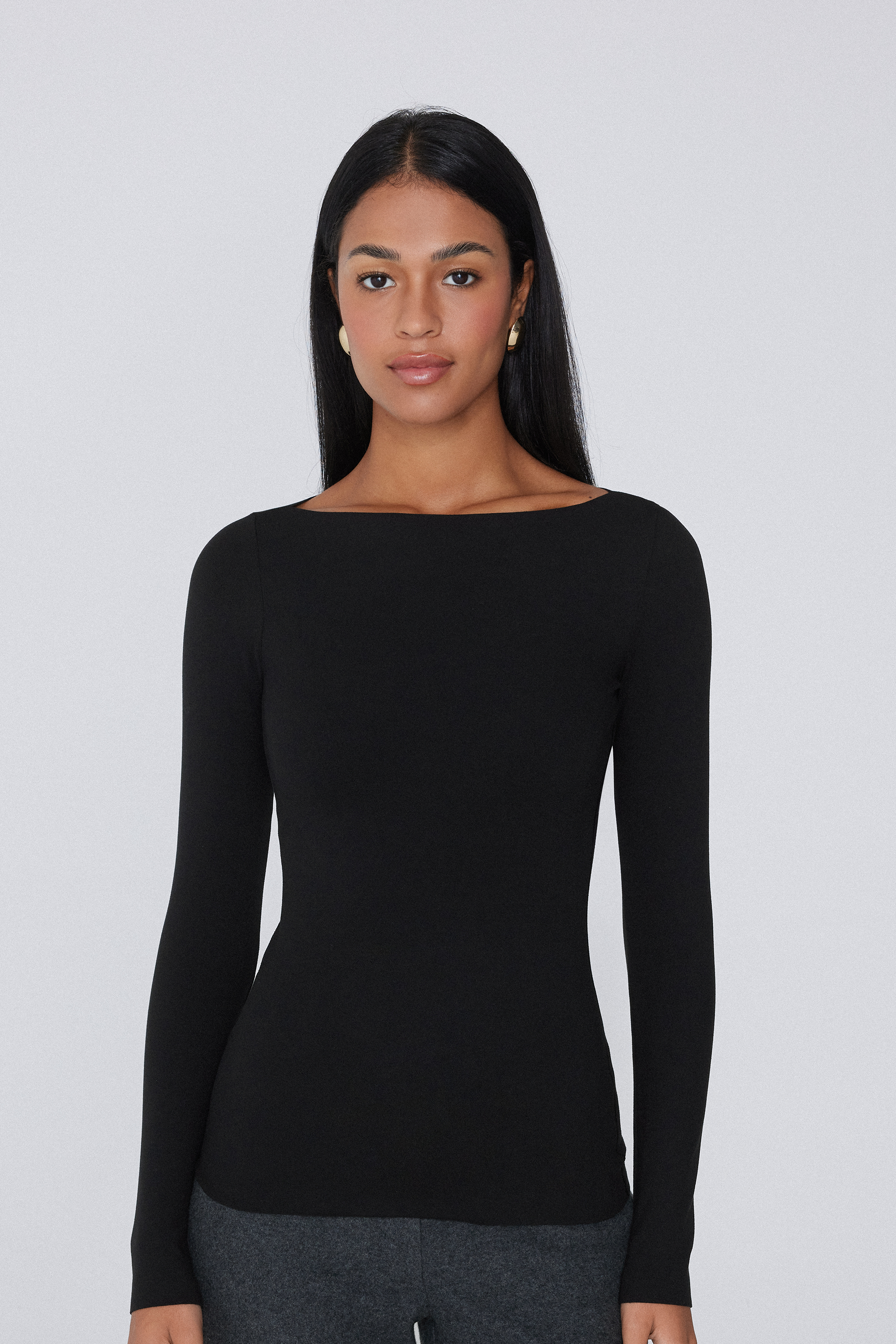 Лонгслив Invisible Therm с Вырезом Бато, цвет Nero Tezenis